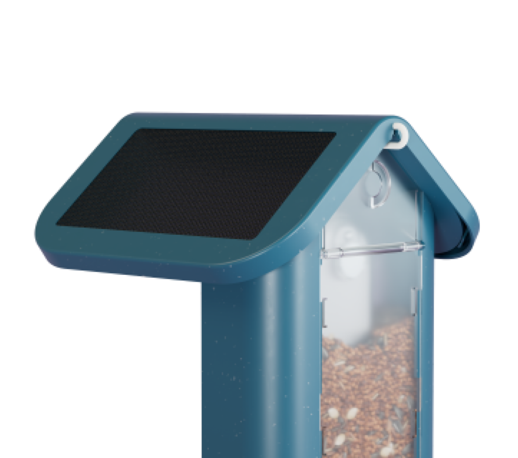Blue Smart Bird Feeder with solar roof